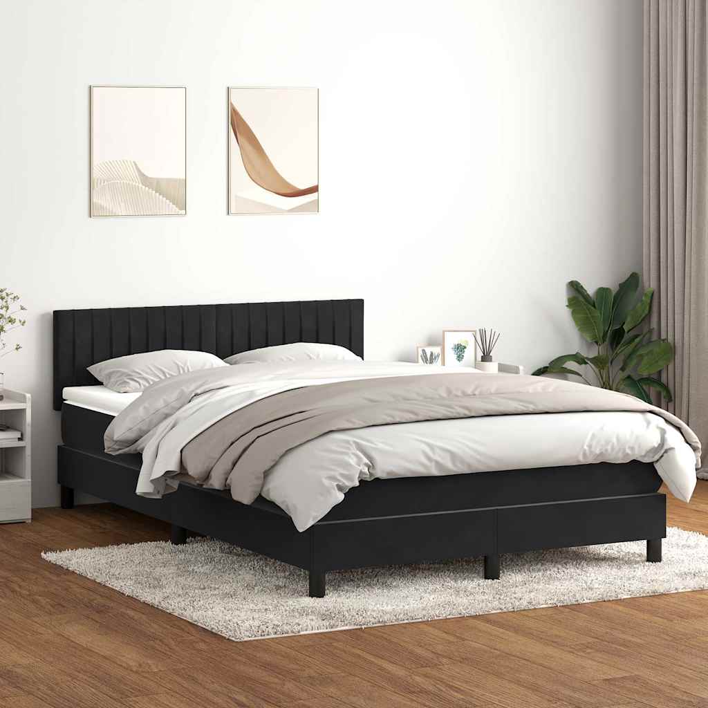 vidaXL Boxspringbett mit Matratze & LED Schwarz 140x210 cm Samt
