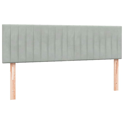 vidaXL Boxspringbett mit Matratze & LED Hellgrau 160x210 cm Samt