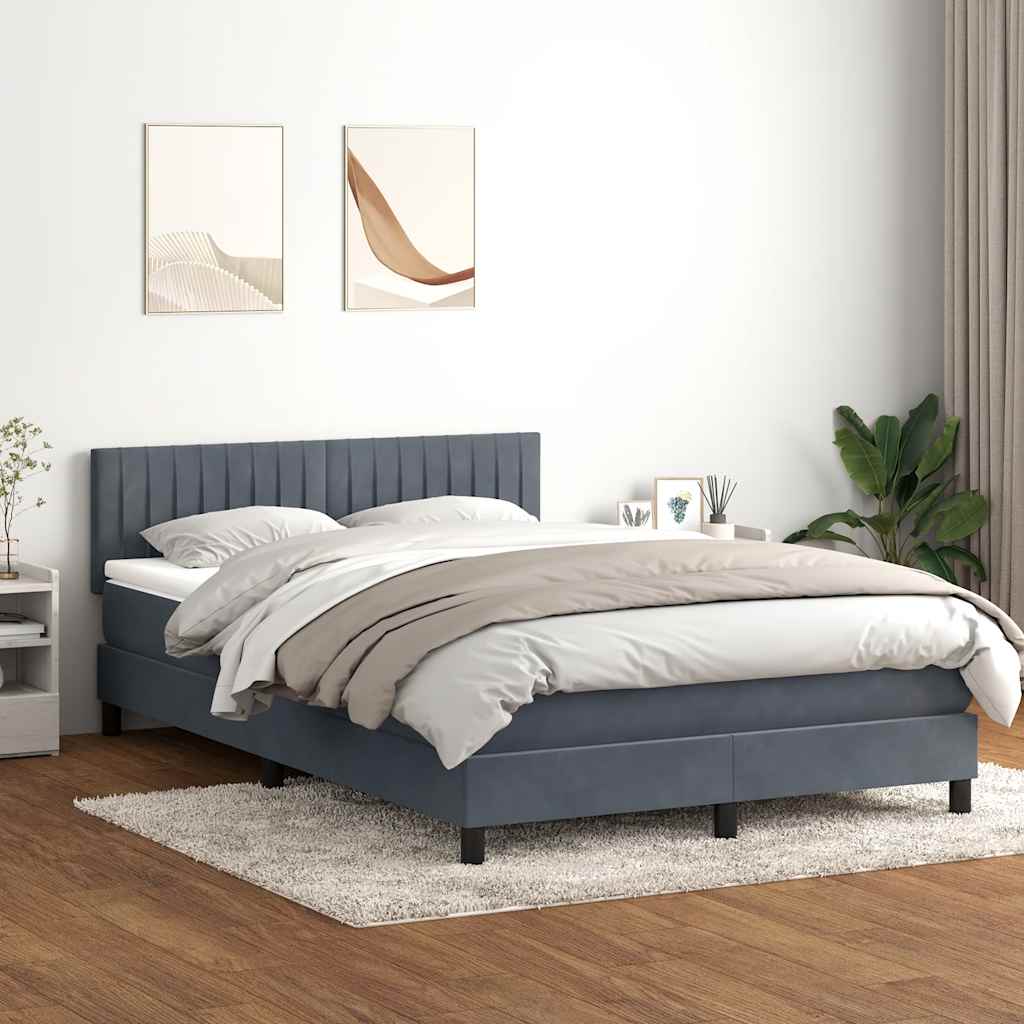 vidaXL Boxspringbett mit Matratze & LED Dunkelgrau 160x210 cm Samt