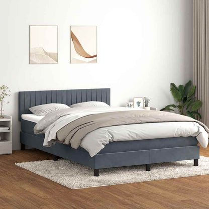 vidaXL Boxspringbett mit Matratze & LED Dunkelgrau 160x210 cm Samt