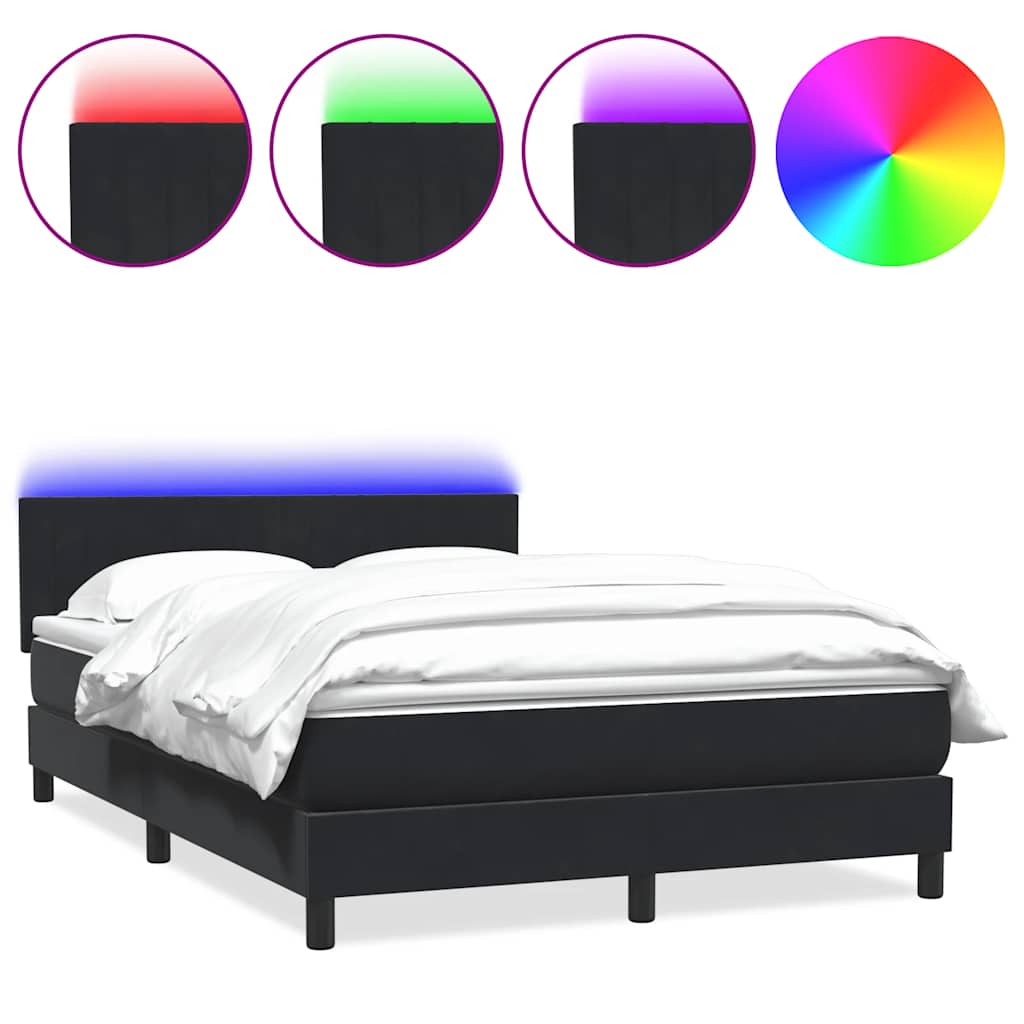 vidaXL Boxspringbett mit Matratze & LED Schwarz 160x210 cm Samt