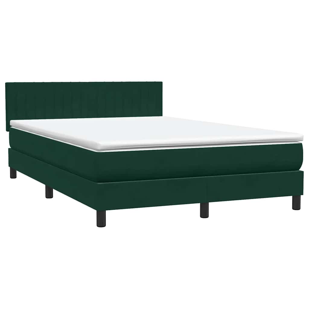vidaXL Boxspringbett mit Matratze & LED Dunkelgrün 160x210 cm Samt