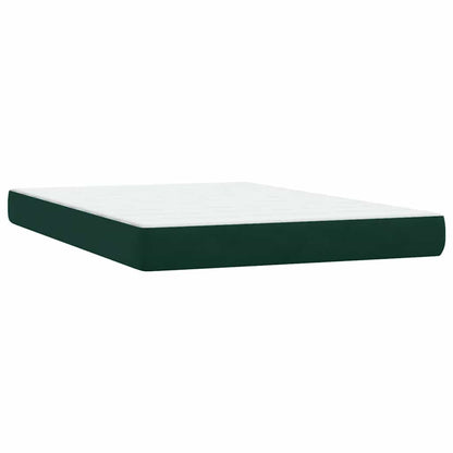 vidaXL Boxspringbett mit Matratze & LED Dunkelgrün 160x210 cm Samt