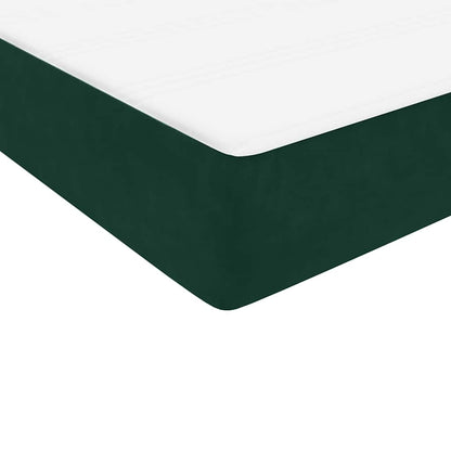 vidaXL Boxspringbett mit Matratze & LED Dunkelgrün 160x210 cm Samt