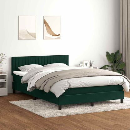 vidaXL Boxspringbett mit Matratze & LED Dunkelgrün 160x210 cm Samt