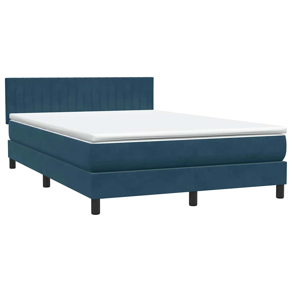vidaXL Boxspringbett mit Matratze & LED Dunkelblau 160x210 cm Samt