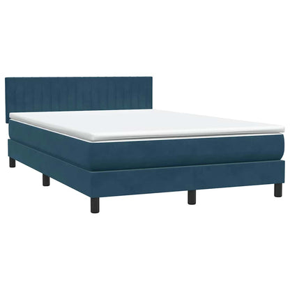 vidaXL Boxspringbett mit Matratze & LED Dunkelblau 160x210 cm Samt