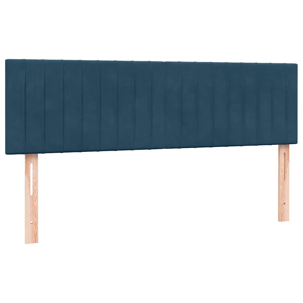 vidaXL Boxspringbett mit Matratze & LED Dunkelblau 160x210 cm Samt