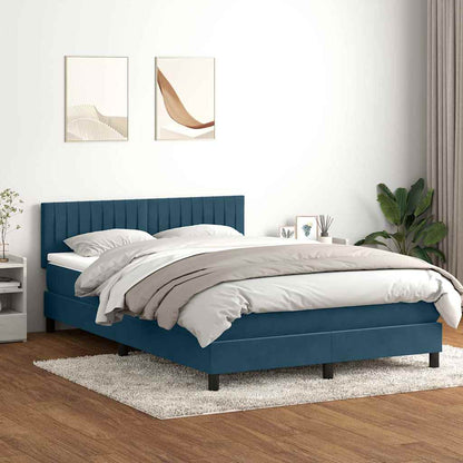 vidaXL Boxspringbett mit Matratze & LED Dunkelblau 160x210 cm Samt
