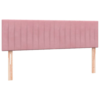 vidaXL Boxspringbett mit Matratze & LED Rosa 160x210 cm Samt