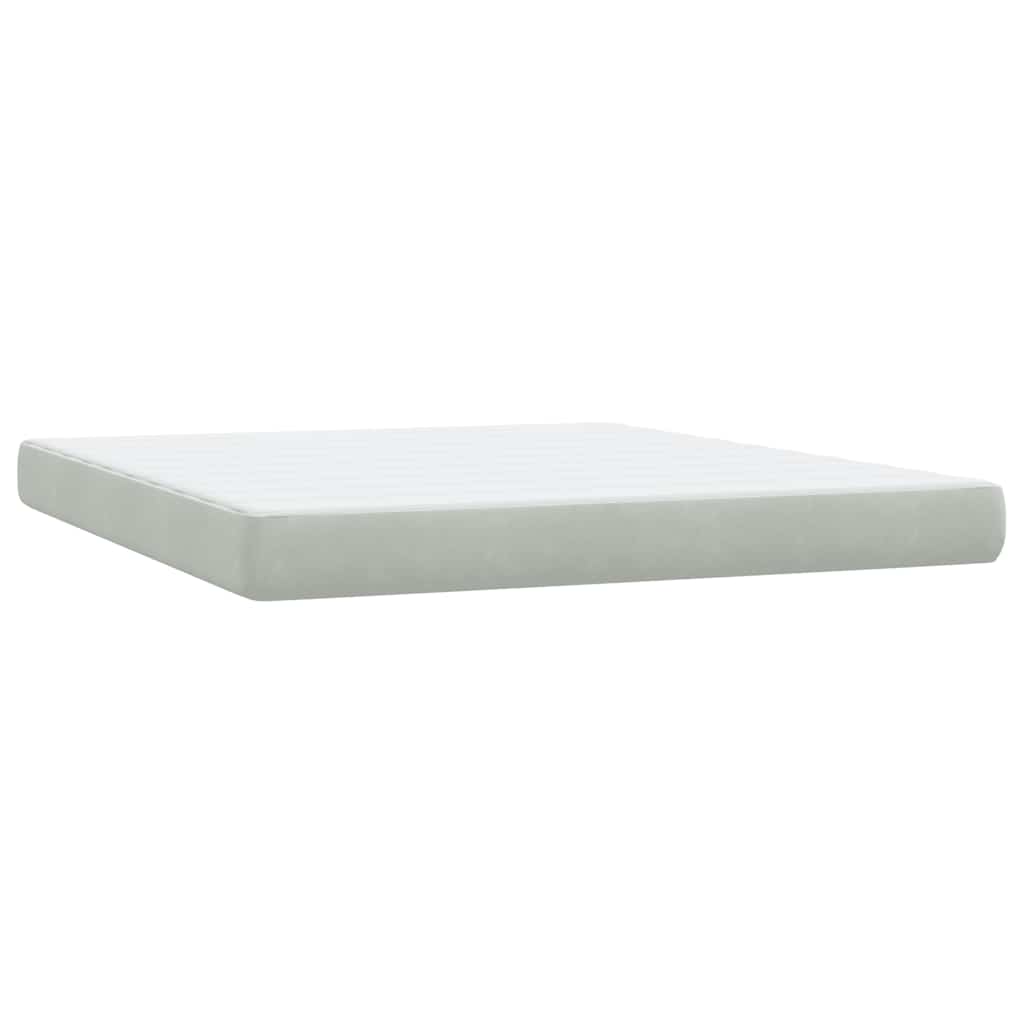 vidaXL Boxspringbett mit Matratze & LED Hellgrau 180x210 cm Samt