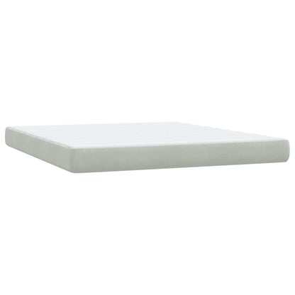 vidaXL Boxspringbett mit Matratze & LED Hellgrau 180x210 cm Samt