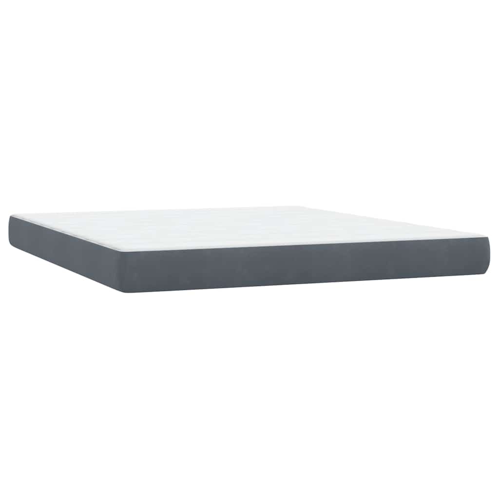 vidaXL Boxspringbett mit Matratze & LED Dunkelgrau 180x210 cm Samt