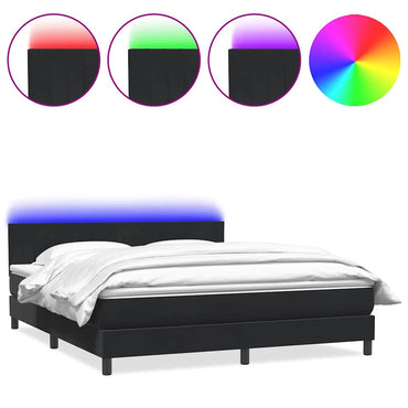 vidaXL Boxspringbett mit Matratze & LED Schwarz 180x210 cm Samt