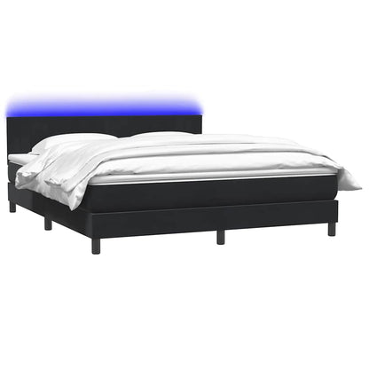 vidaXL Boxspringbett mit Matratze & LED Schwarz 180x210 cm Samt