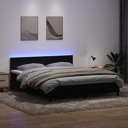 vidaXL Boxspringbett mit Matratze & LED Schwarz 180x210 cm Samt