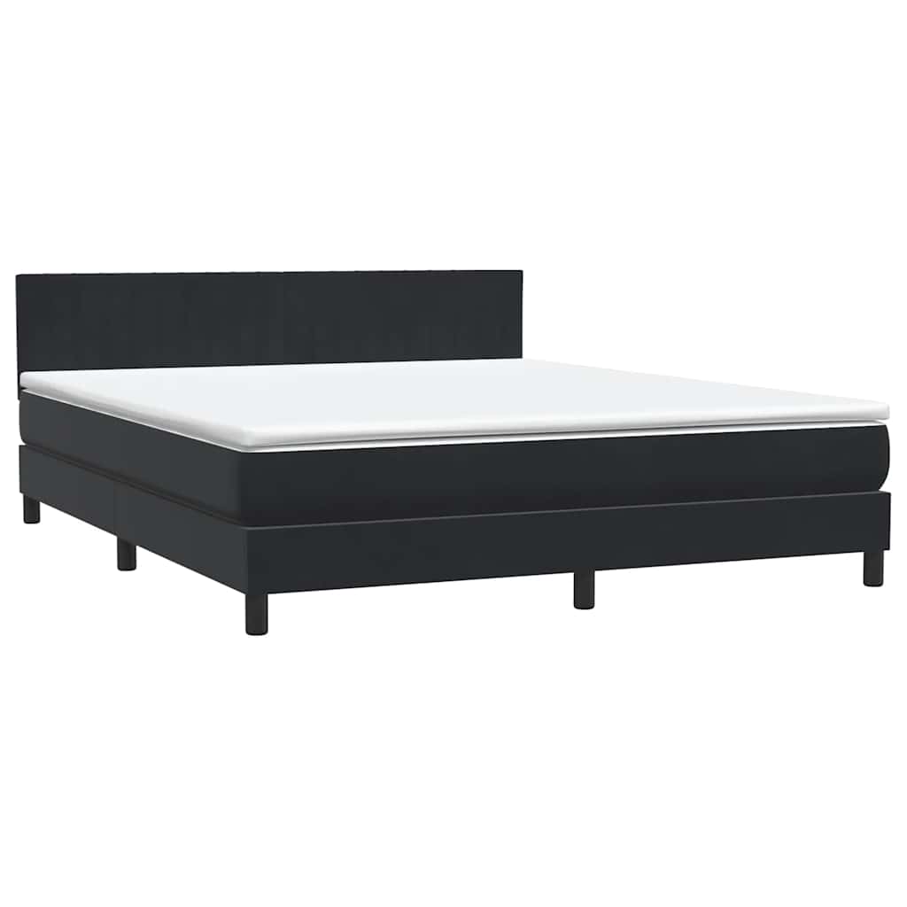 vidaXL Boxspringbett mit Matratze & LED Schwarz 180x210 cm Samt