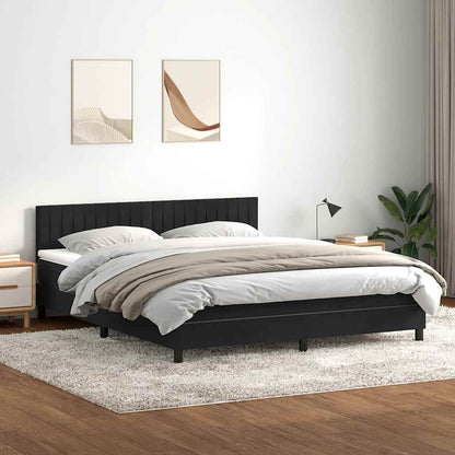 vidaXL Boxspringbett mit Matratze & LED Schwarz 180x210 cm Samt