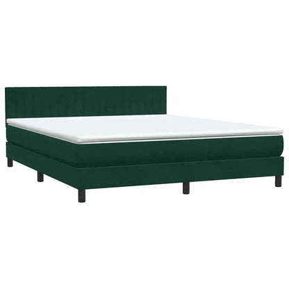 vidaXL Boxspringbett mit Matratze & LED Dunkelgrün 180x210 cm Samt
