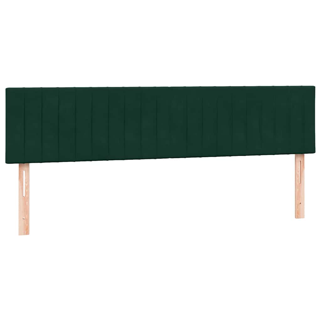 vidaXL Boxspringbett mit Matratze & LED Dunkelgrün 180x210 cm Samt