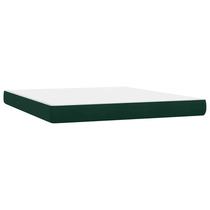 vidaXL Boxspringbett mit Matratze & LED Dunkelgrün 180x210 cm Samt