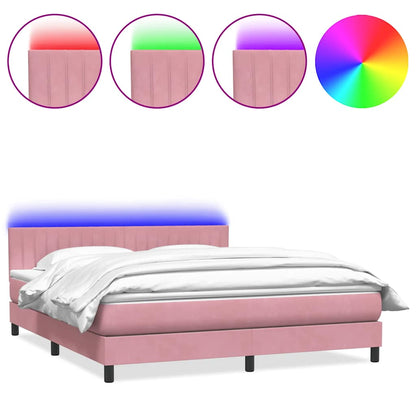 Boxspringbett mit Matratze & LED Rosa 180x210 cm Samt