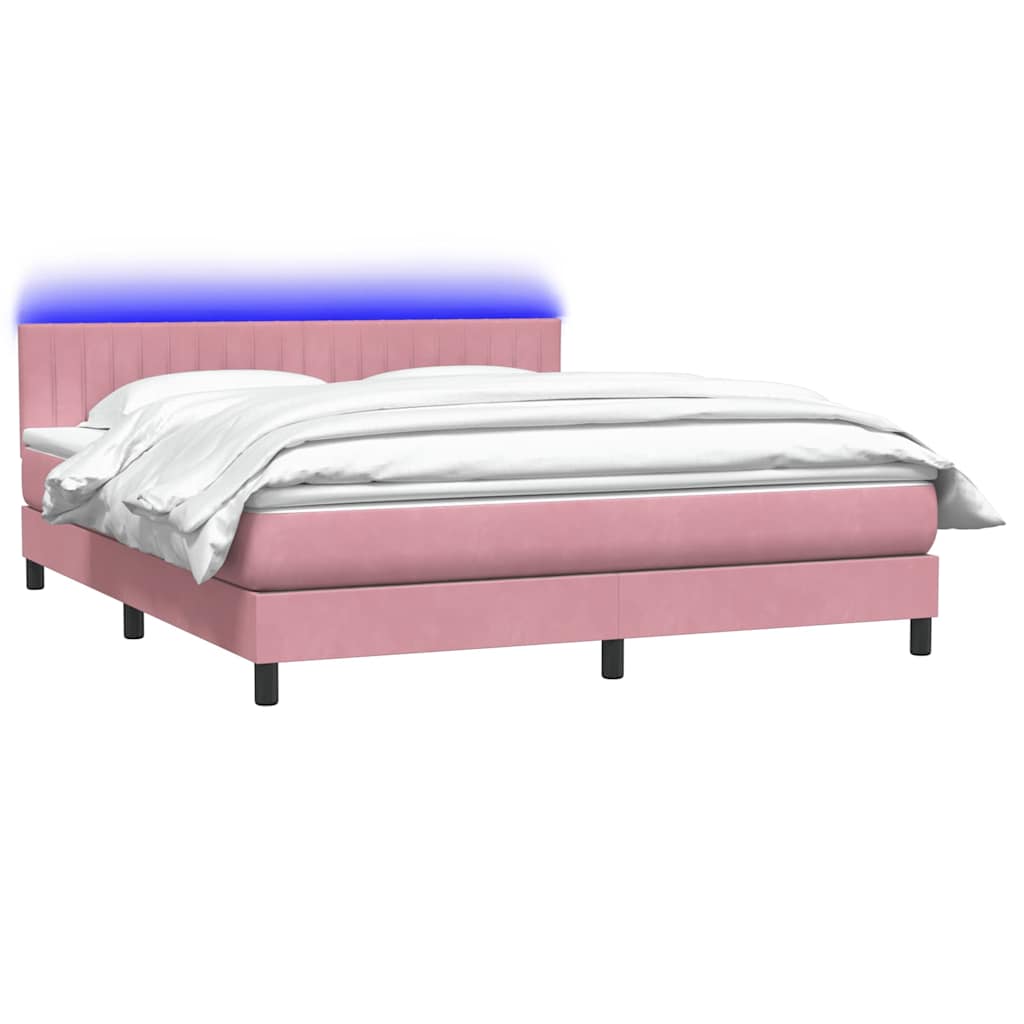 Boxspringbett mit Matratze & LED Rosa 180x210 cm Samt