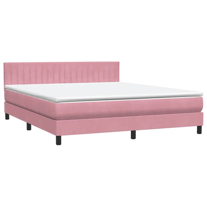 Boxspringbett mit Matratze & LED Rosa 180x210 cm Samt