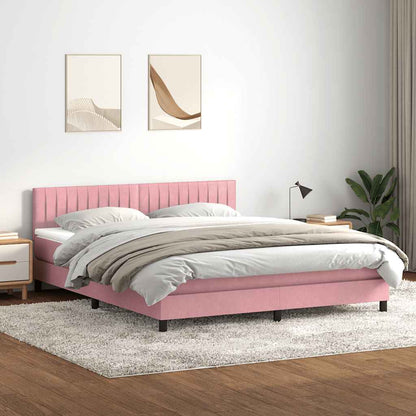 Boxspringbett mit Matratze & LED Rosa 180x210 cm Samt