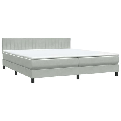 vidaXL Boxspringbett mit Matratze & LED Hellgrau 200x210 cm Samt