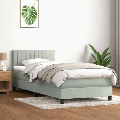 vidaXL Boxspringbett mit Matratze & LED Hellgrau 80x220 cm Samt