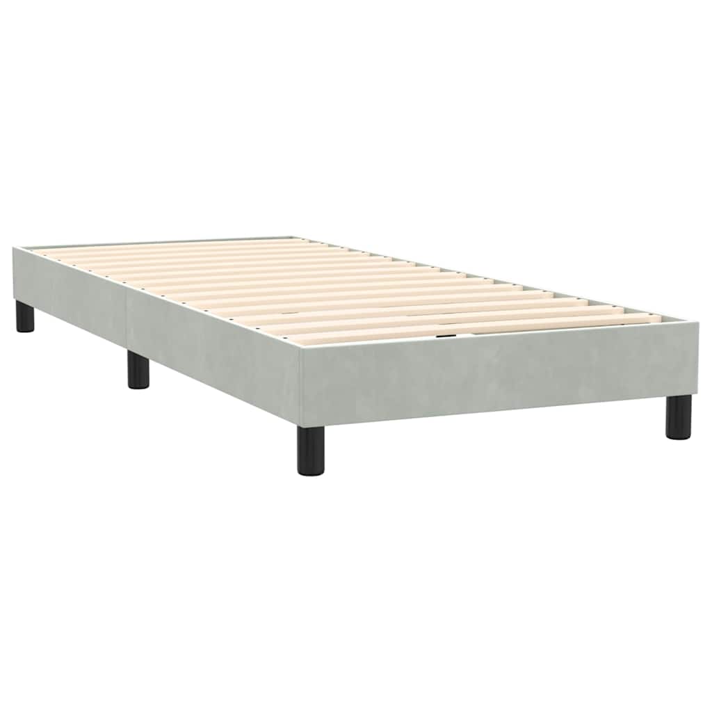vidaXL Boxspringbett mit Matratze & LED Hellgrau 80x220 cm Samt