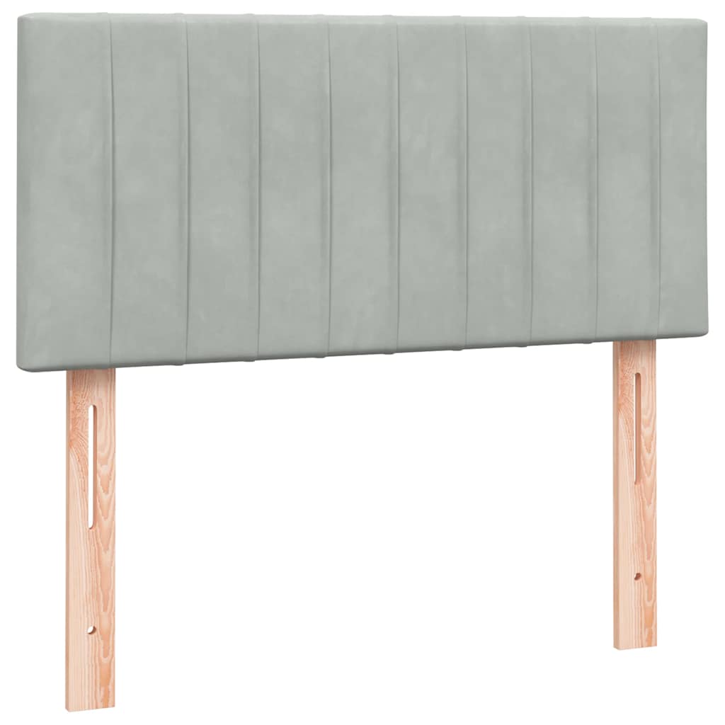 vidaXL Boxspringbett mit Matratze & LED Hellgrau 80x220 cm Samt