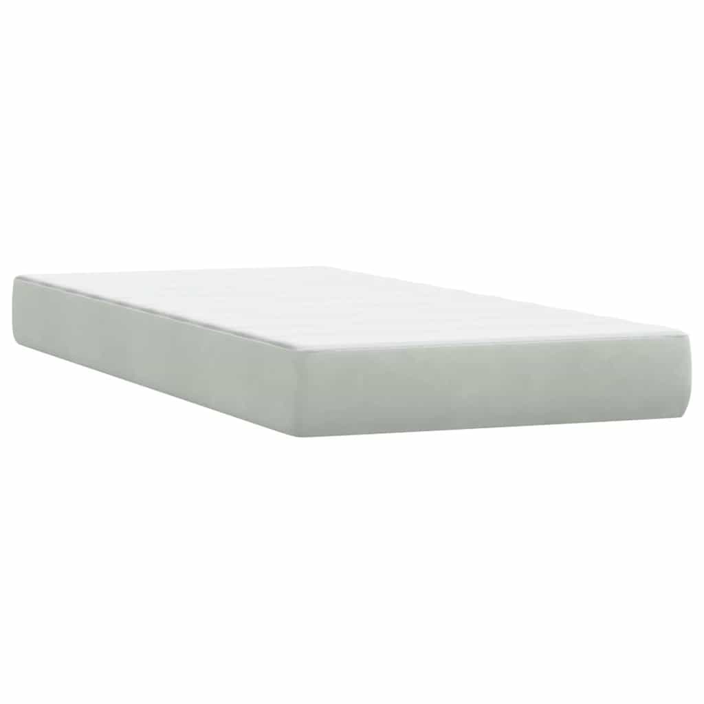 vidaXL Boxspringbett mit Matratze & LED Hellgrau 80x220 cm Samt
