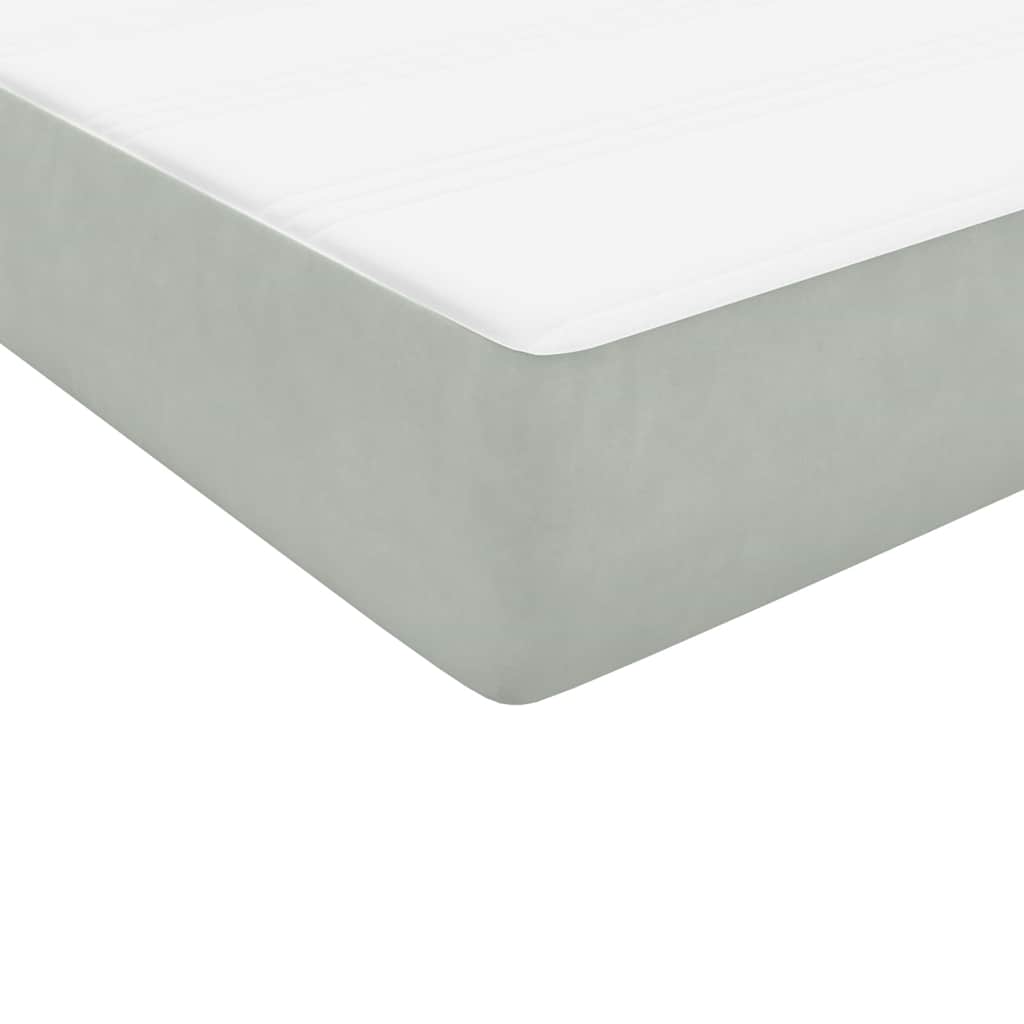 vidaXL Boxspringbett mit Matratze & LED Hellgrau 80x220 cm Samt