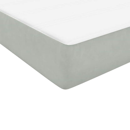 vidaXL Boxspringbett mit Matratze & LED Hellgrau 80x220 cm Samt
