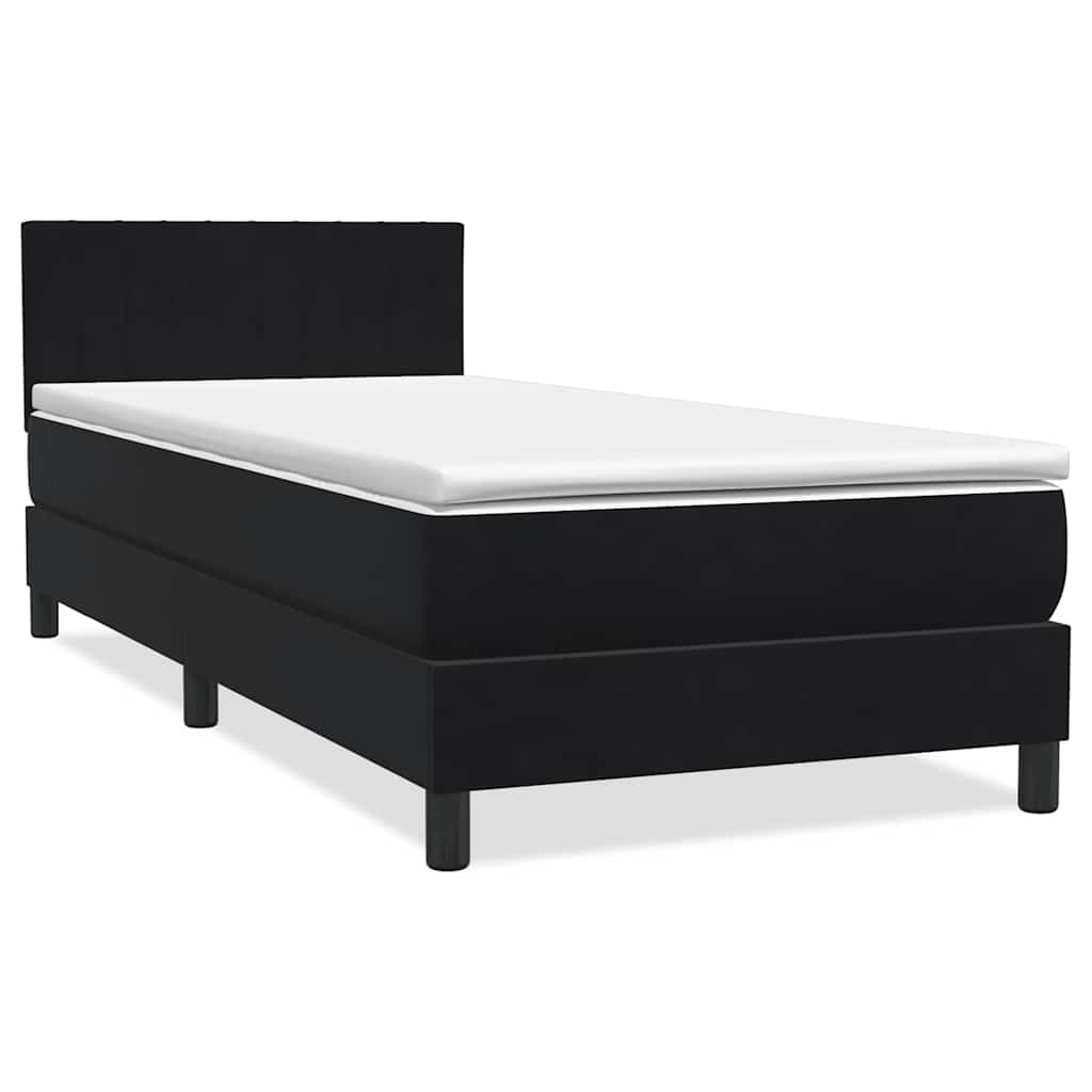 Boxspringbett mit Matratze & LED Schwarz 80x220 cm Samt