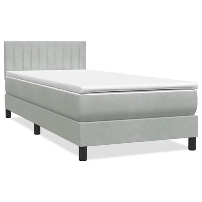 vidaXL Boxspringbett mit Matratze & LED Hellgrau 90x220 cm Samt