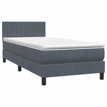 vidaXL Boxspringbett mit Matratze & LED Dunkelgrau 90x220 cm Samt