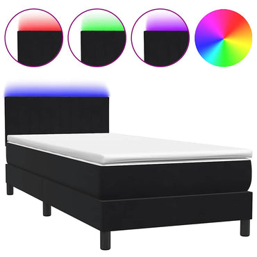 vidaXL Boxspringbett mit Matratze & LED Schwarz 90x220 cm Samt
