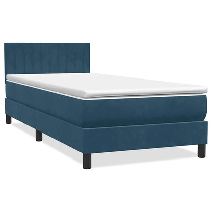 vidaXL Boxspringbett mit Matratze & LED Dunkelblau 90x220 cm Samt