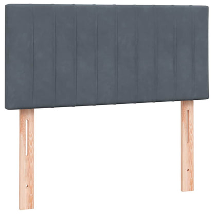 vidaXL Boxspringbett mit Matratze & LED Dunkelgrau 100x220 cm Samt