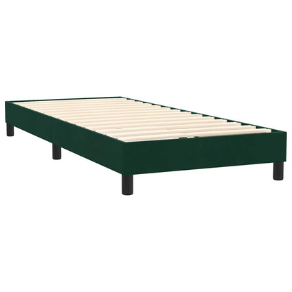vidaXL Boxspringbett mit Matratze & LED Dunkelgrün 100x220 cm Samt