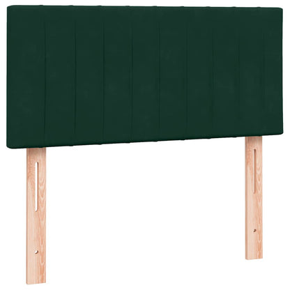 vidaXL Boxspringbett mit Matratze & LED Dunkelgrün 100x220 cm Samt