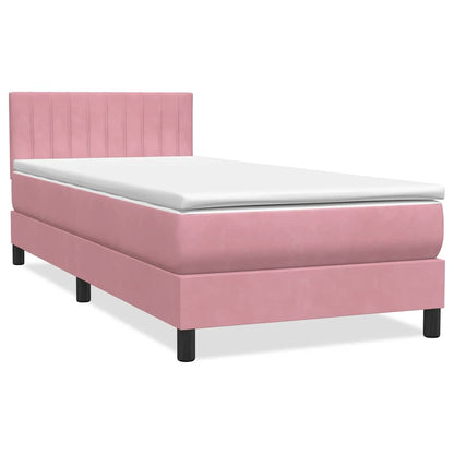 vidaXL Lit boxspring avec matelas et LED Rose 100x220 cm Velours