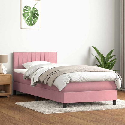 vidaXL Lit boxspring avec matelas et LED Rose 100x220 cm Velours