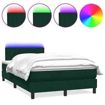 vidaXL Lit coffre avec matelas et LED vert foncé 120x220 cm Velours