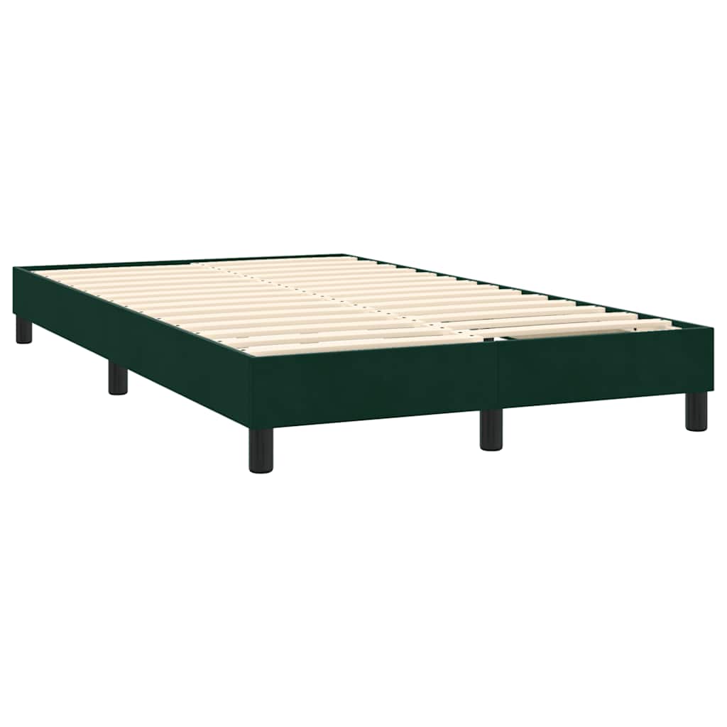 vidaXL Boxspringbett mit Matratze & LED Dunkelgrün 120x220 cm Samt