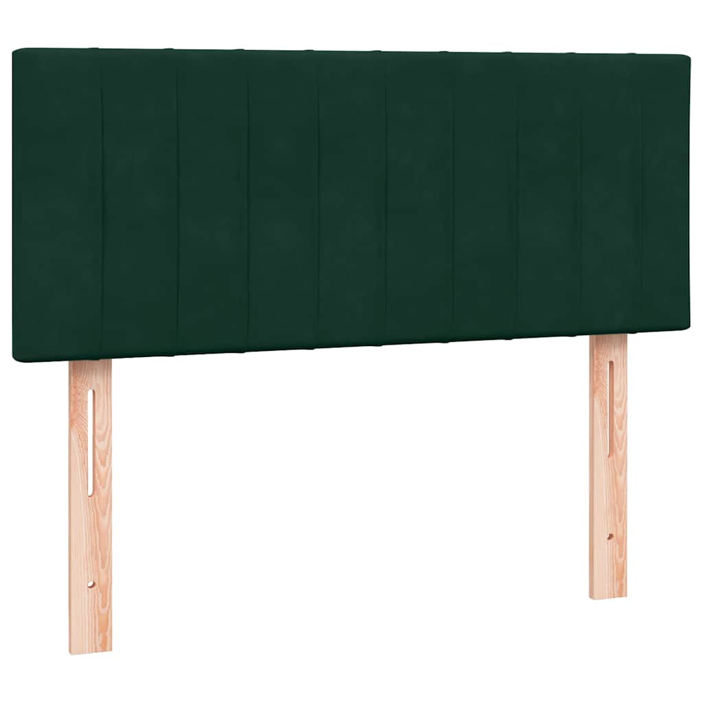 vidaXL Boxspringbett mit Matratze & LED Dunkelgrün 120x220 cm Samt