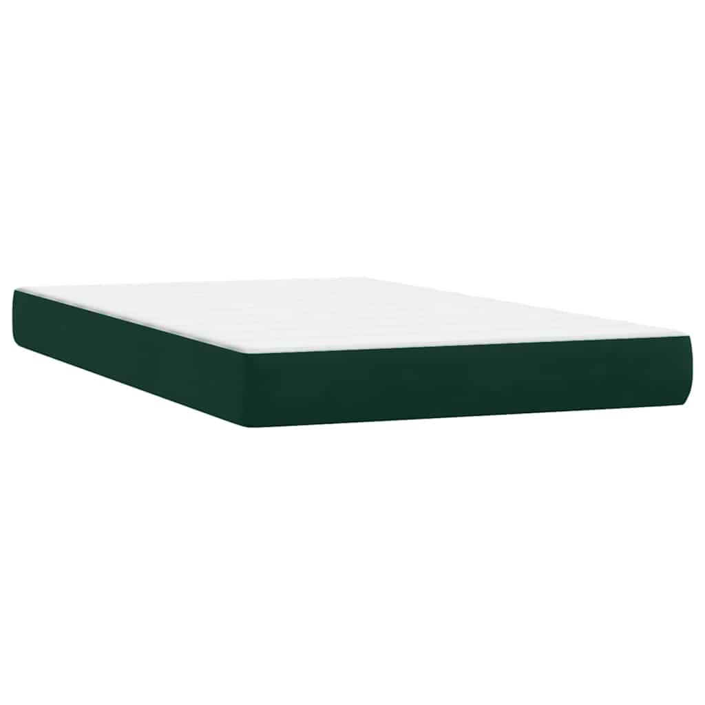 vidaXL Boxspringbett mit Matratze & LED Dunkelgrün 120x220 cm Samt